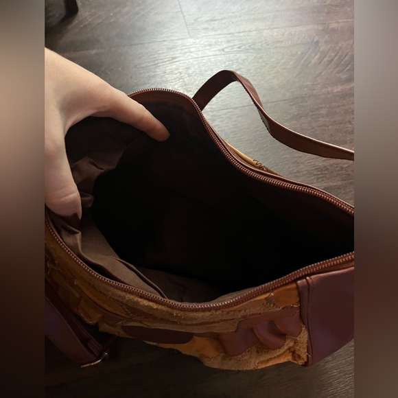 Brown and tan patchwork shoulder bag - Picture 3 of 3